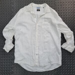 Neiman Marcus Linen Button Down Shirt XL White 100 Percent Linen